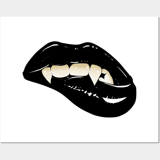 Black Vampire lips Wall Art by akerly